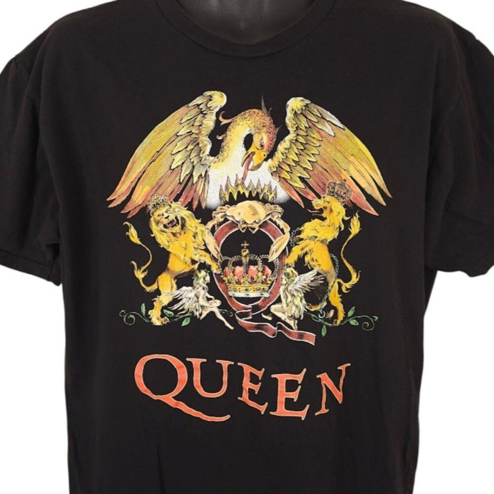 Queen T Shirt Mens Size XL Black Crest Rock Band Tee Freddie Mercury